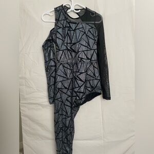 Weissman Black and shiny grey jazz and Acro dance costume